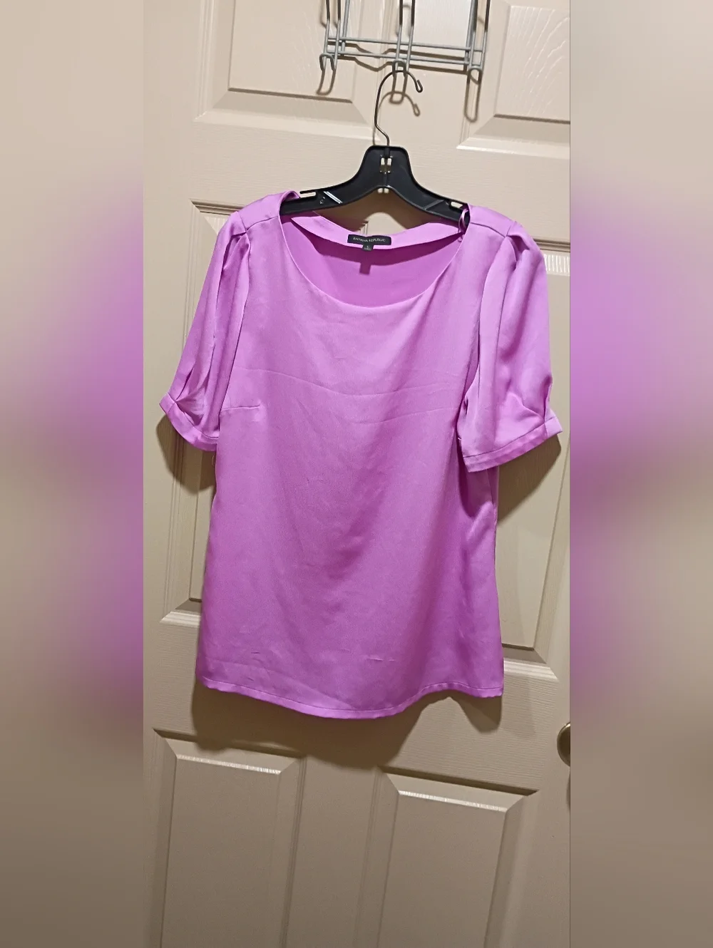 lilac purple Banana Republic short sleeve blouse GUC Large